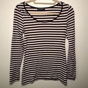 CottonOn Black and White Striped Long Sleeve Shirt